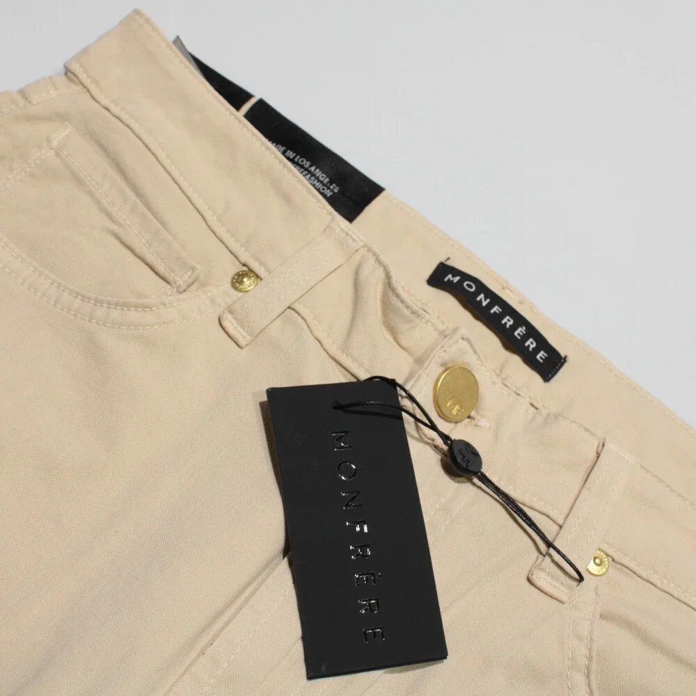 Monfrere NWT 5 Pocket Jeans Size 30 US Slim Straight Beige Cotton & Linen